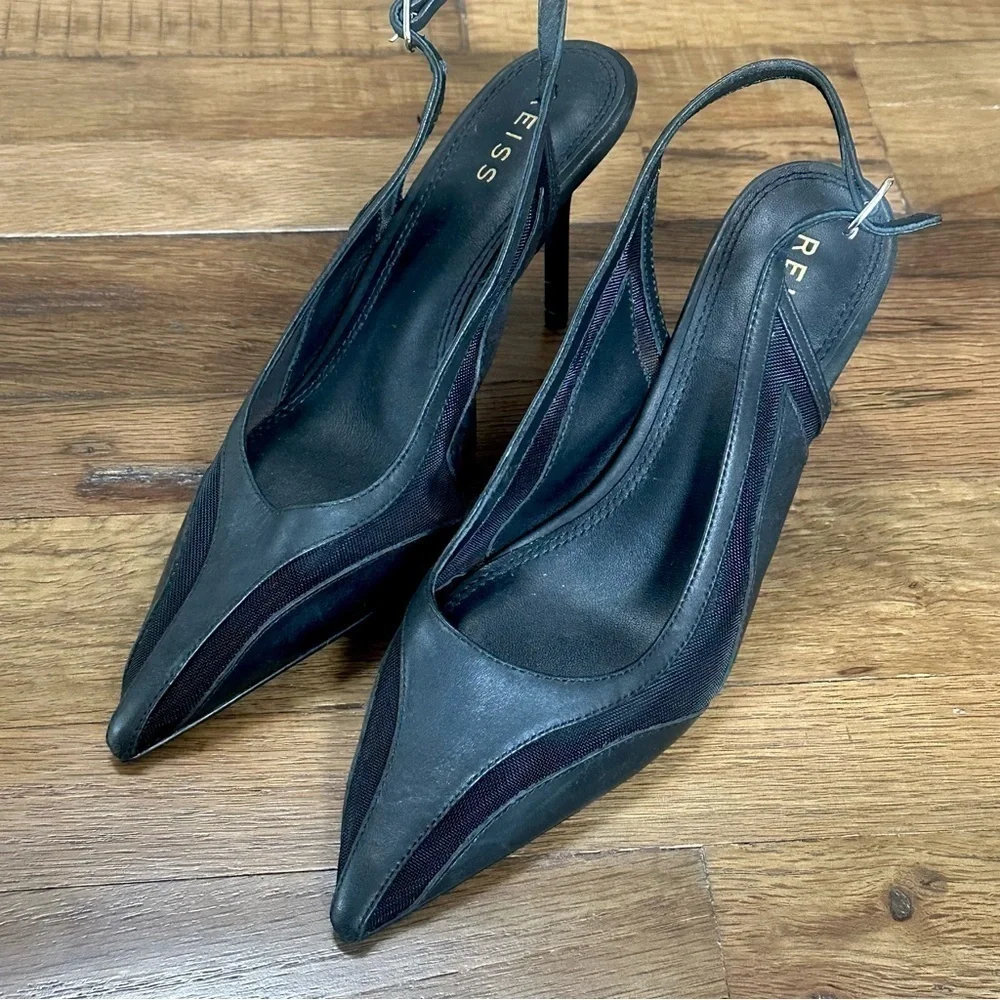 NWOT Reiss Ellie Slingback Pointed Toe Pumps in Black 6.5